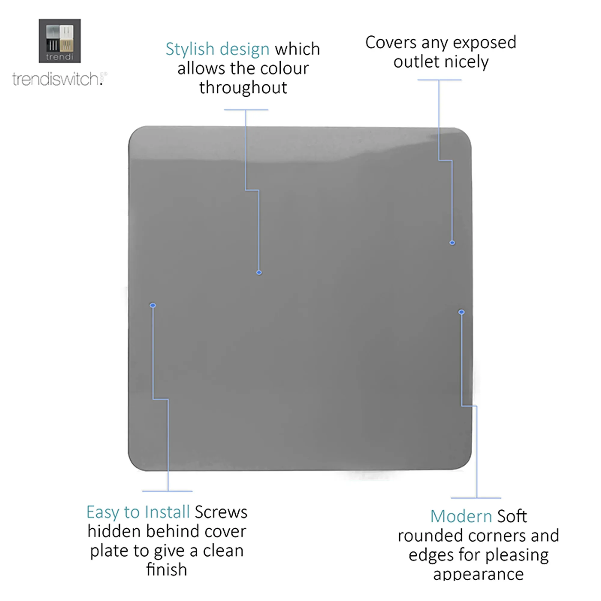 1 Gang Blanking Plate Light Grey ART-BLKLG  Trendi Light Grey